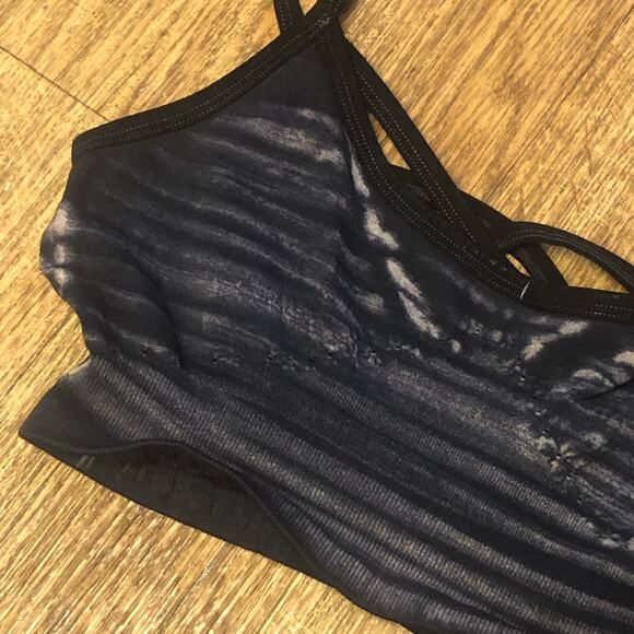 NWOT Free People Movement Black Bleach Barely There Seamless Yoga Sports Bra - Picture 5 of 15